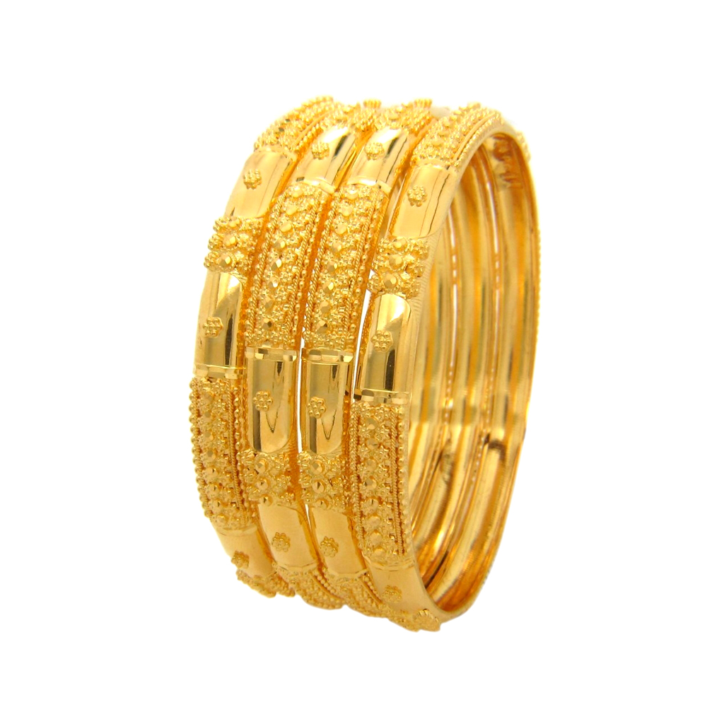 Firmly crafted handmade gold bangles Set of 4 jewelnidhi