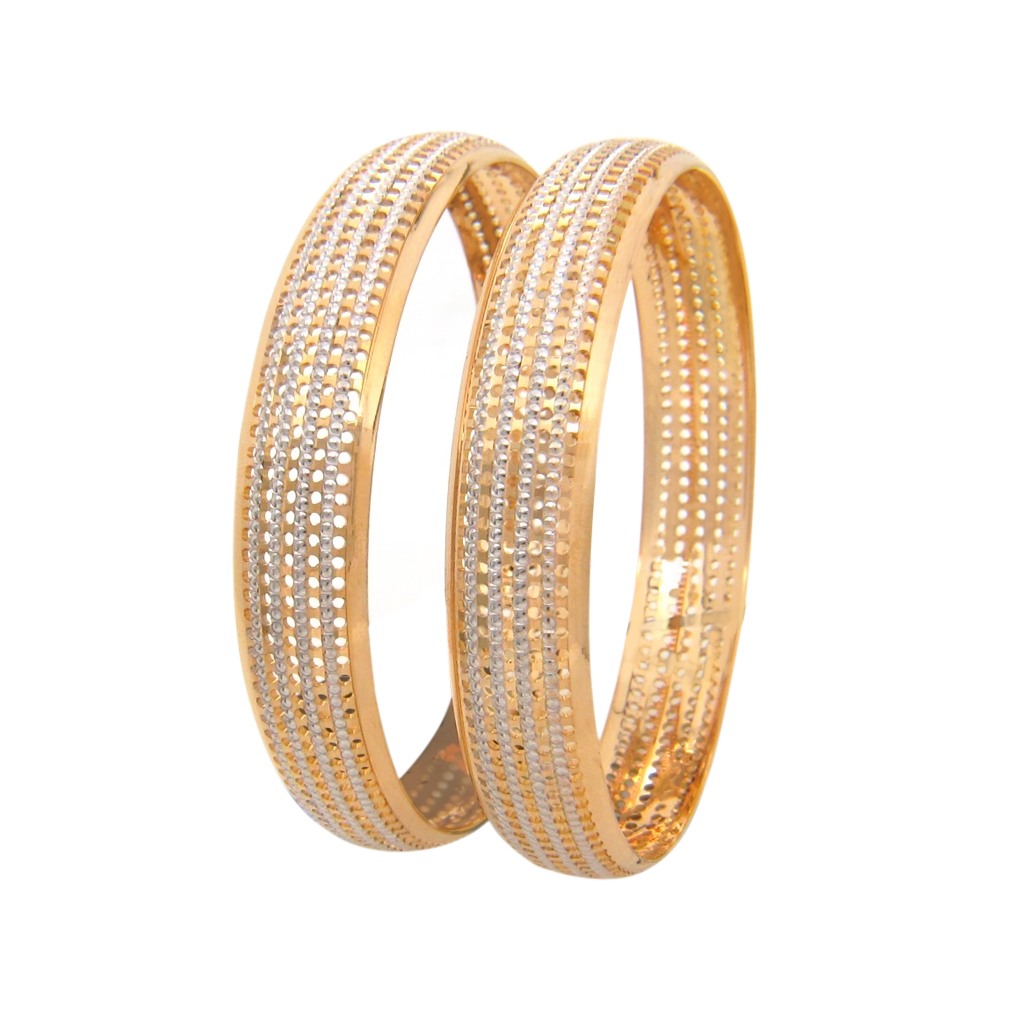 Striking dual toned machine made gold bangles Set of 2 jewelnidhi